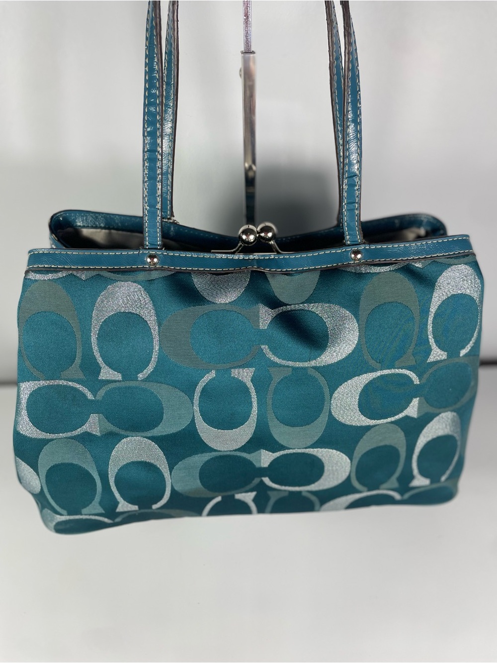 Coach Signature Stripe 3 Color Signature Metallic Carryall -COA - Picture 7 of 16